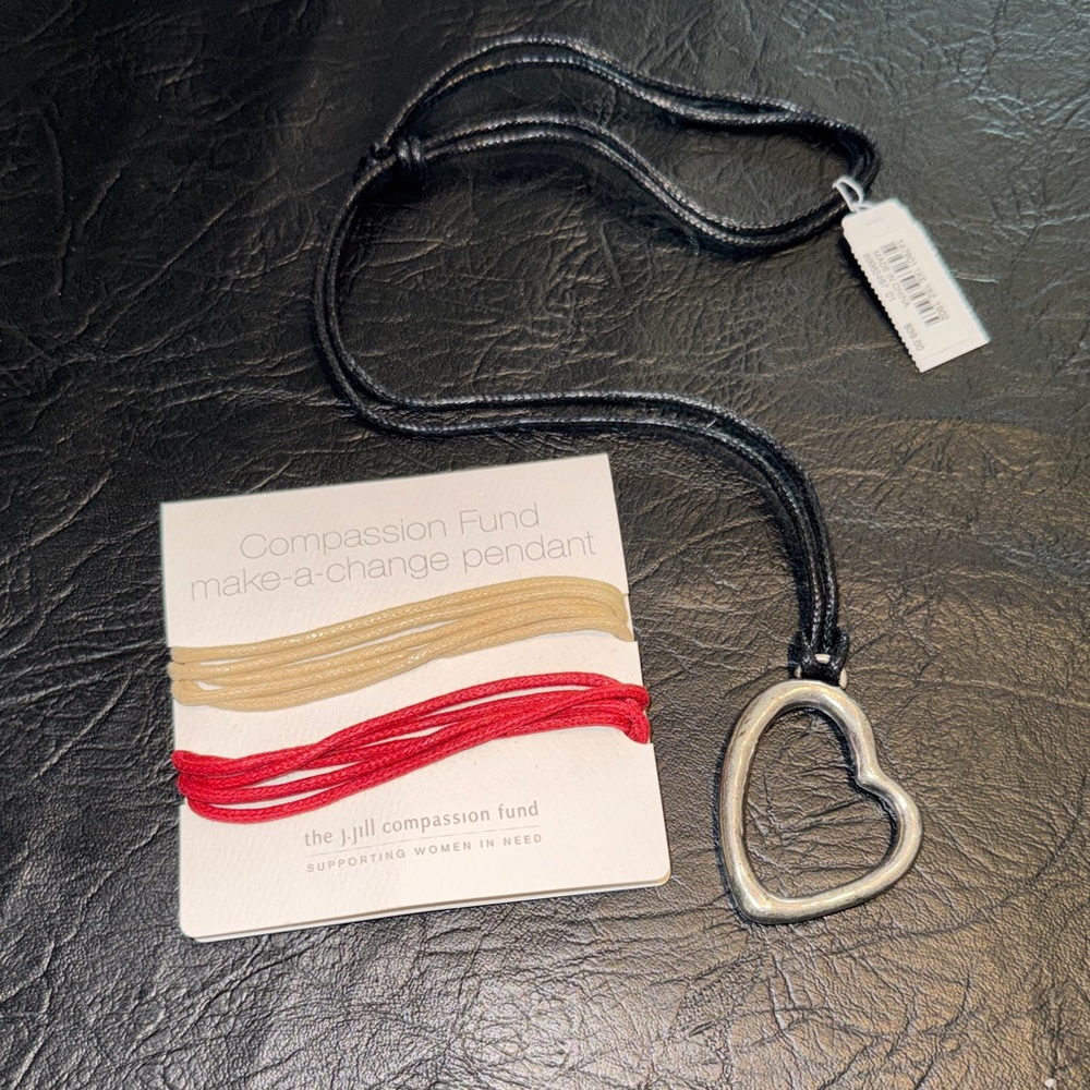 J. Jill Compassion Fund Pendant with Red and Tan Cords, NEW